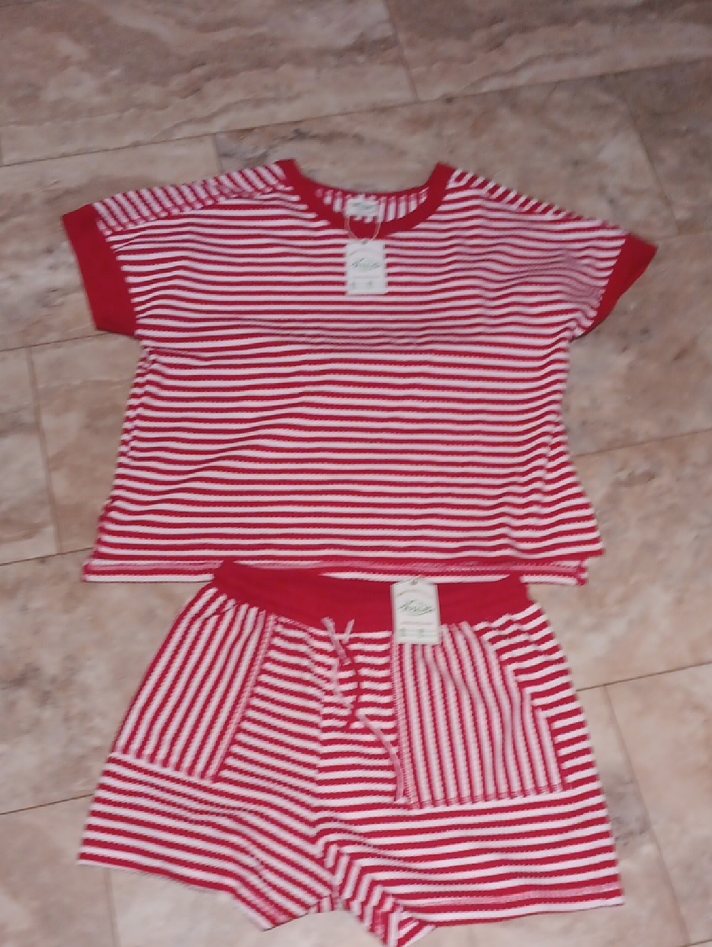 Very J Red and White Striped Set
